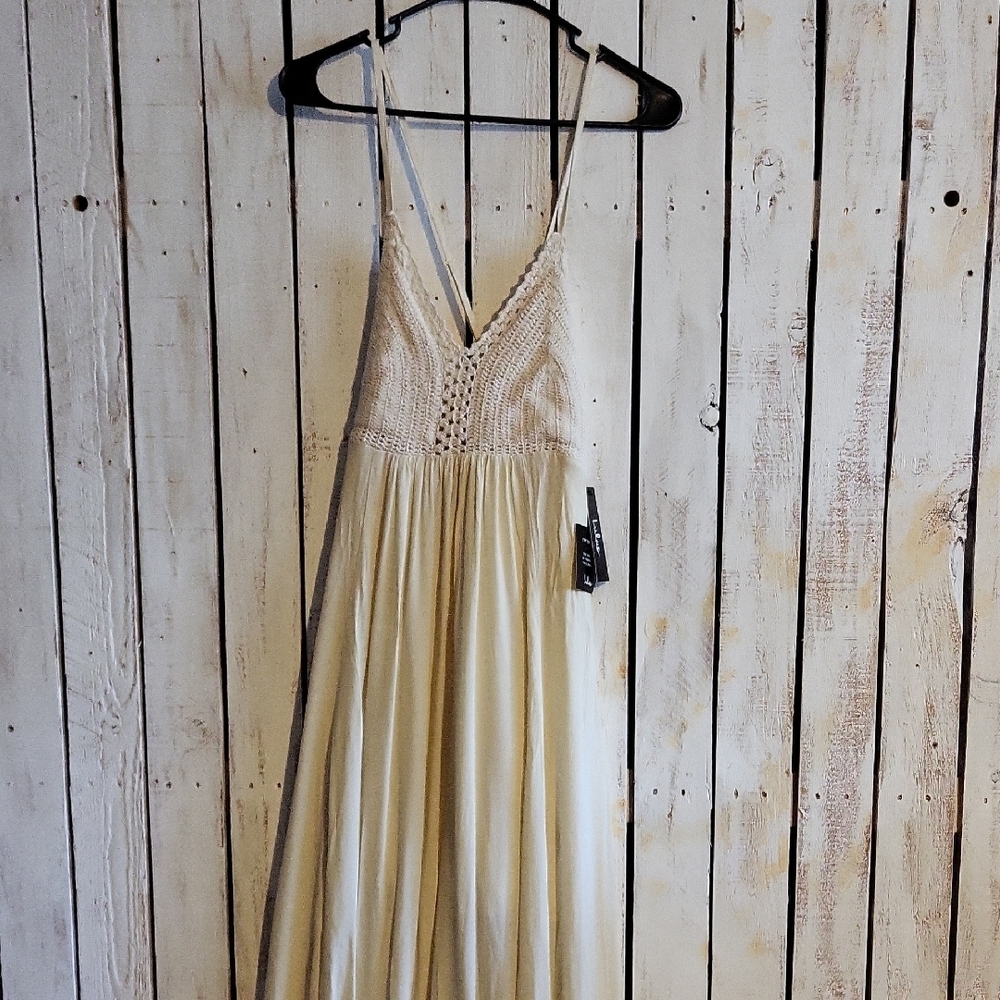 Lulu's Elegant Cream Maxi Dress